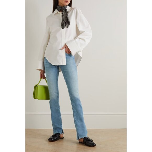 Frame Le Mini Split Hem Mid-Rise Bootcut Jeans Light Blue